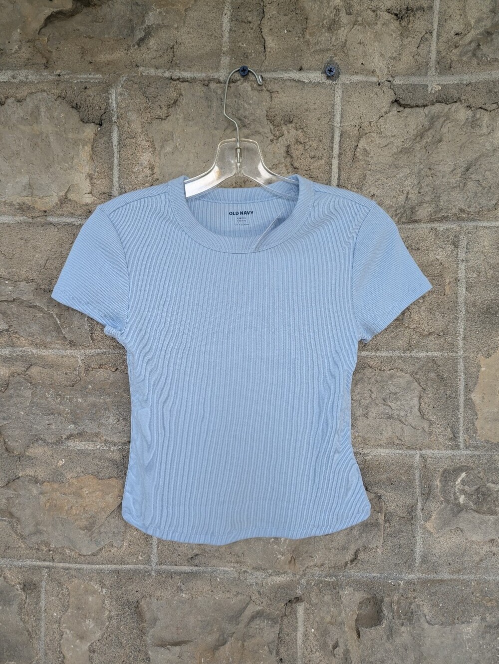 Old Navy Light Blue Ribbed Short-Sleeve Crew Tee